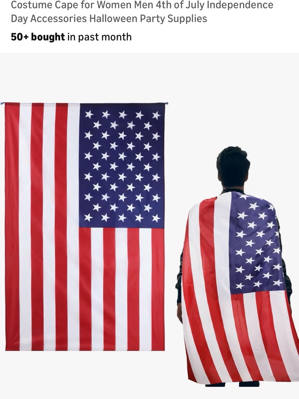 American Flag Cape . 36 x 59” drawstring neck   Package of 3 capes